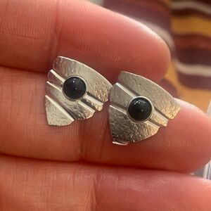 NWOT artisan estate find sterling and onyx earrings